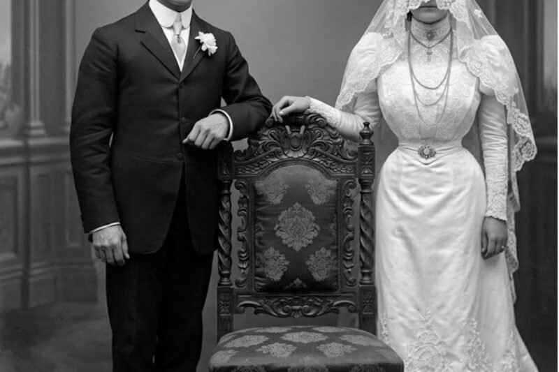 “Reaparece un retrato de 1904, y los historiadores palidecen al ampliar la imagen de la novia”.