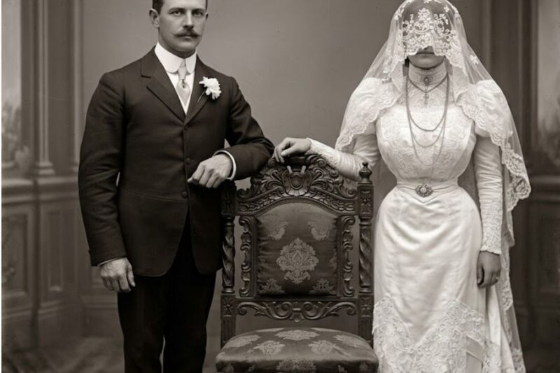 “Reaparece un retrato de 1904, y los historiadores palidecen al ampliar la imagen de la novia”.