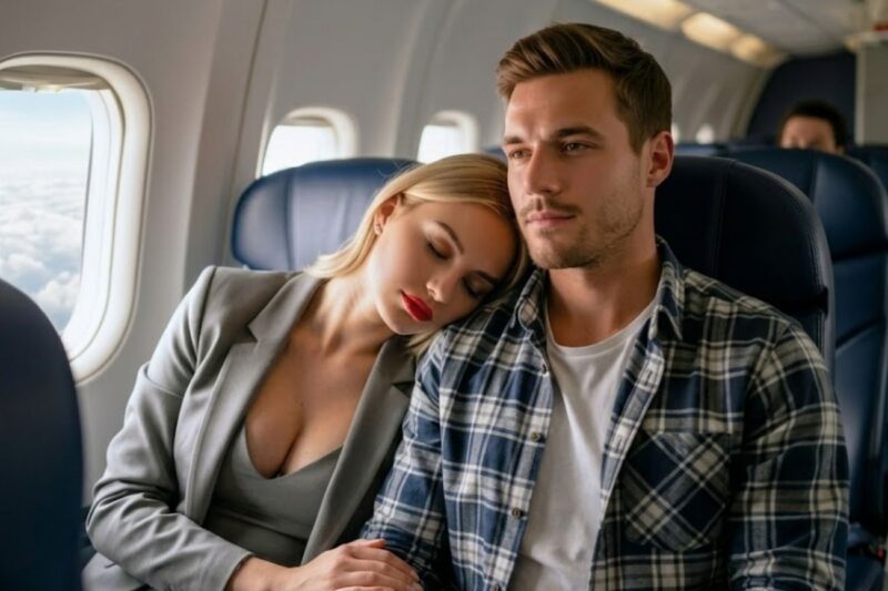 CEO SE QUEDÓ DORMIDA INCONSCIENTEMENTE SOBRE EL HOMBRO DE UN PADRE SOLTERO — LO QUE SUCEDIÓ DURANTE EL VUELO LA DEJÓ SIN PALABRAS.